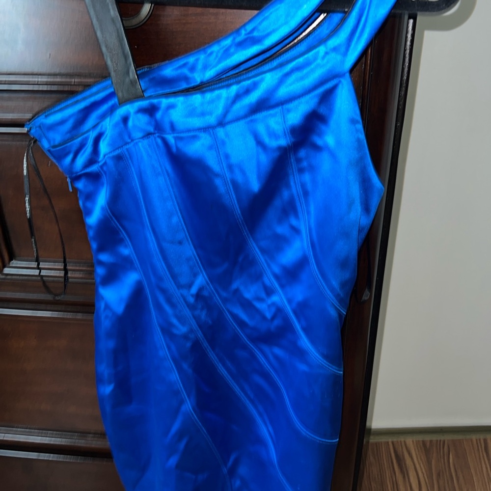 Bebe Vibrant Blue Satin Dress